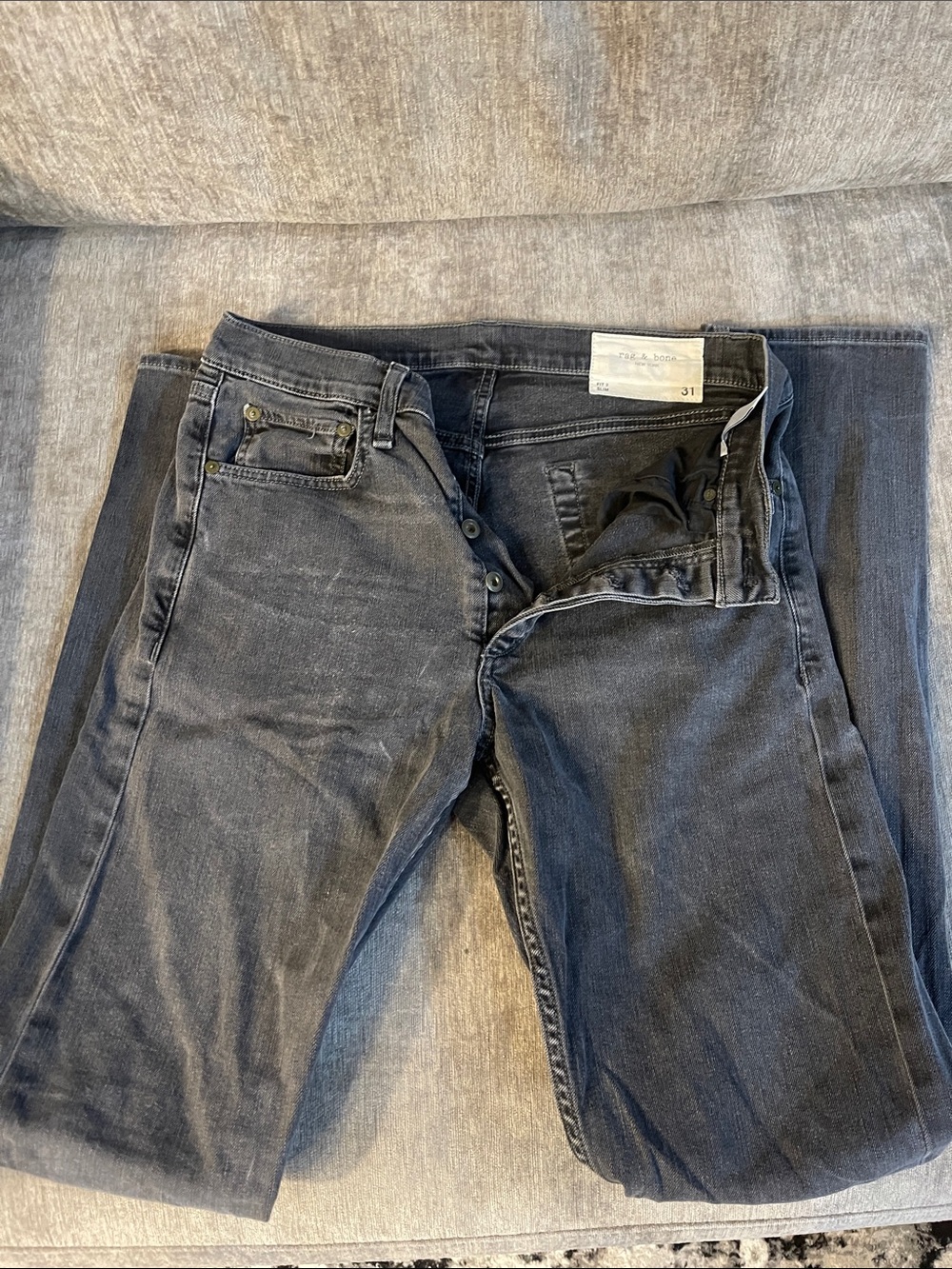 rag & bone Men's Slim Straight Jeans in Charcoal